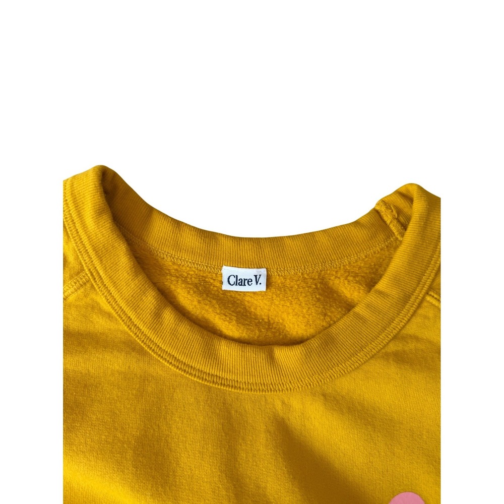 Clare V Sweatshirt Crewneck Pullover Oui Marigold Yellow large - Picture 5 of 11